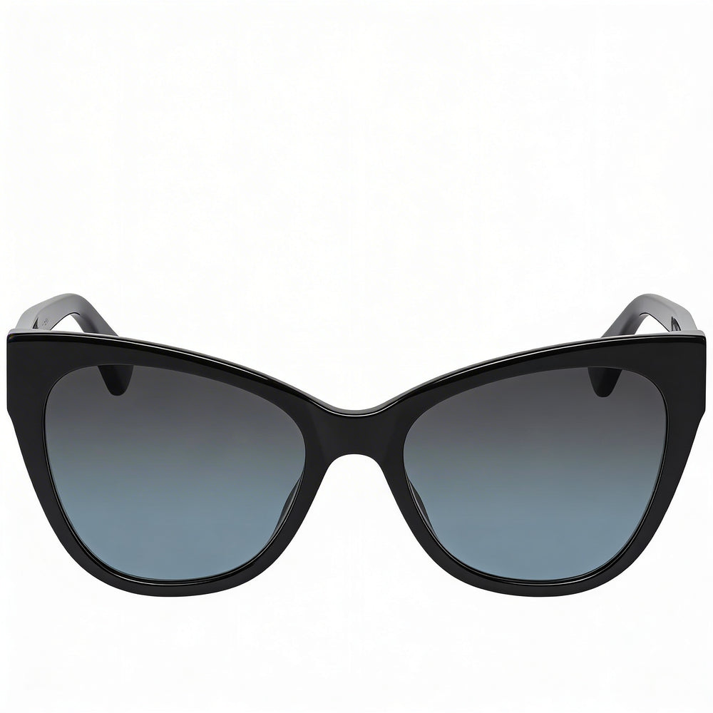 Gafas de sol Moschino MOS056/S para mujer, estilo mariposa, con montura de acetato negro, lentes grises y azules degradados, no polarizadas, 54 mm