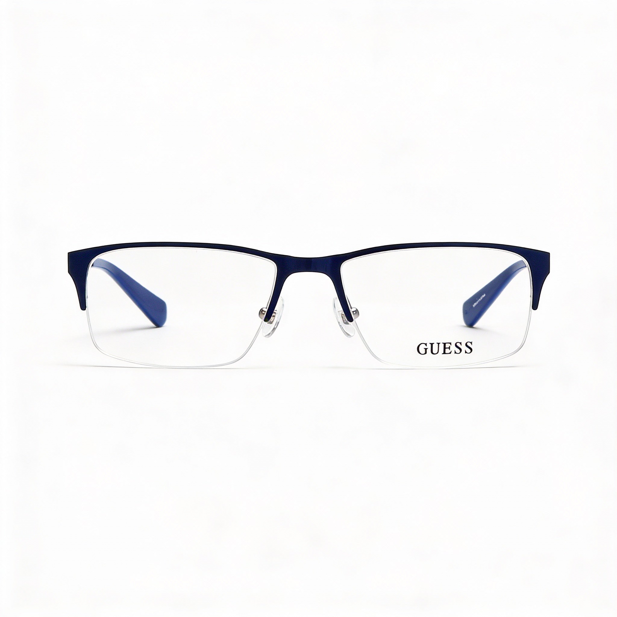 Montura de gafas ópticas unisex Guess Gu1892 C54 en metal azul mate, diseñadas con un ancho de lente de 54 mm., Photo 2
