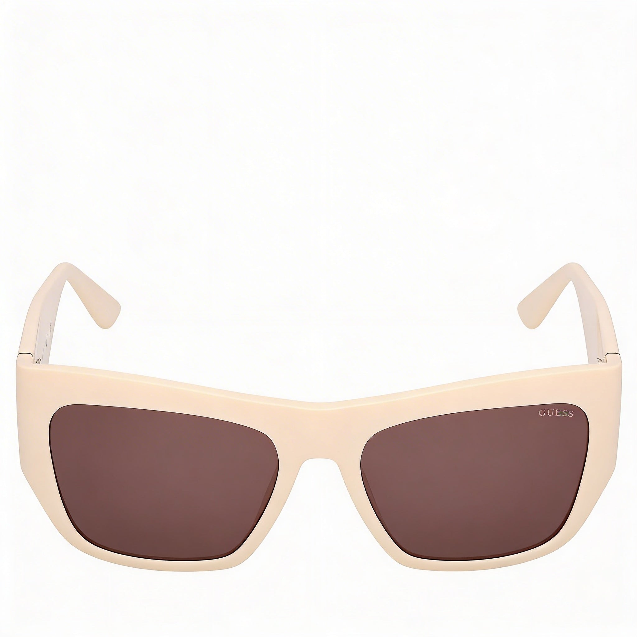 GUESS GU00252 Gafas de sol de plástico para mujer, 100% protección UVA y UVB, marfil con lentes moradas, 54 mm, Photo 2