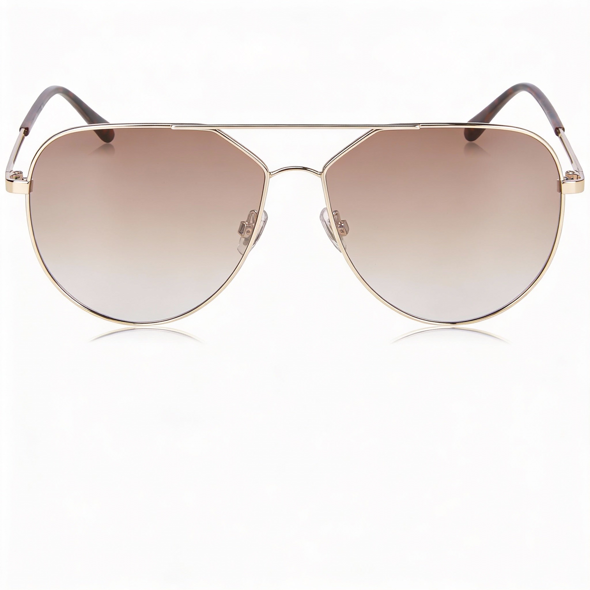 Gafas de sol FOSSIL Classic unisex con montura de acero inoxidable en dorado claro, lentes de 57 mm, puente de 13 mm, patillas de 140 mm, Photo 2