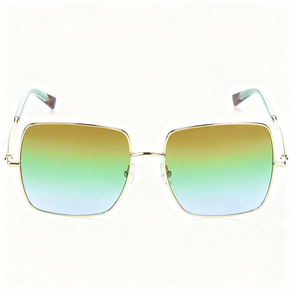 Gafas de sol Missoni Classic para mujer, de acero inoxidable, doradas, marrones y verdes, con lentes doradas degradadas, 100 % protección UV, 58 mm