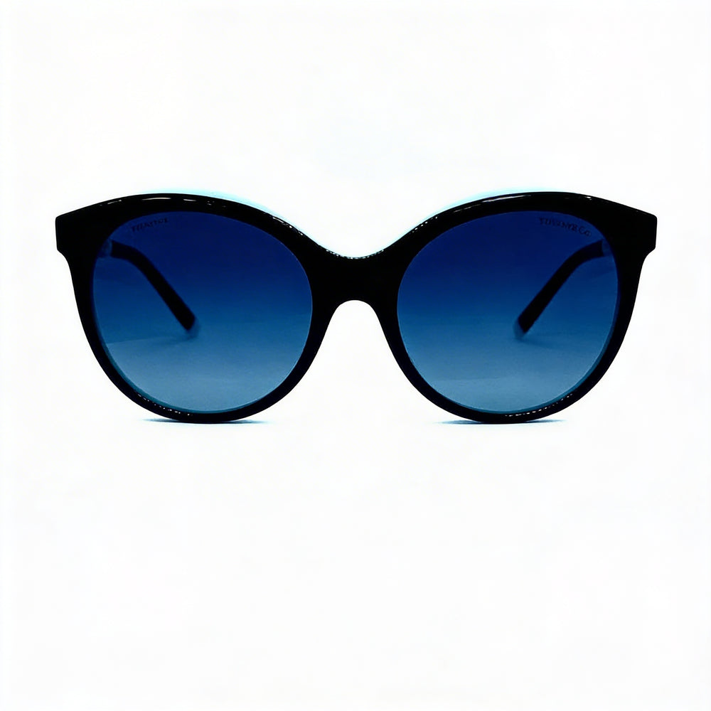 Gafas de sol Tiffany Contemporary para mujer, con montura de acetato en negro sobre azul Tiffany, protección UV, 55 mm