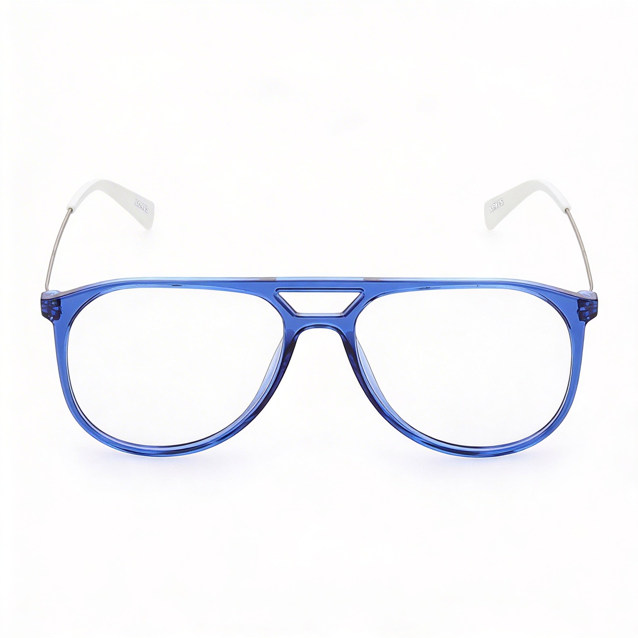 Gafas de vista Levi's Lv 1000 unisex estilo aviador con montura de poliamida azul y blanca. Medidas: 55-16-150, Photo 2