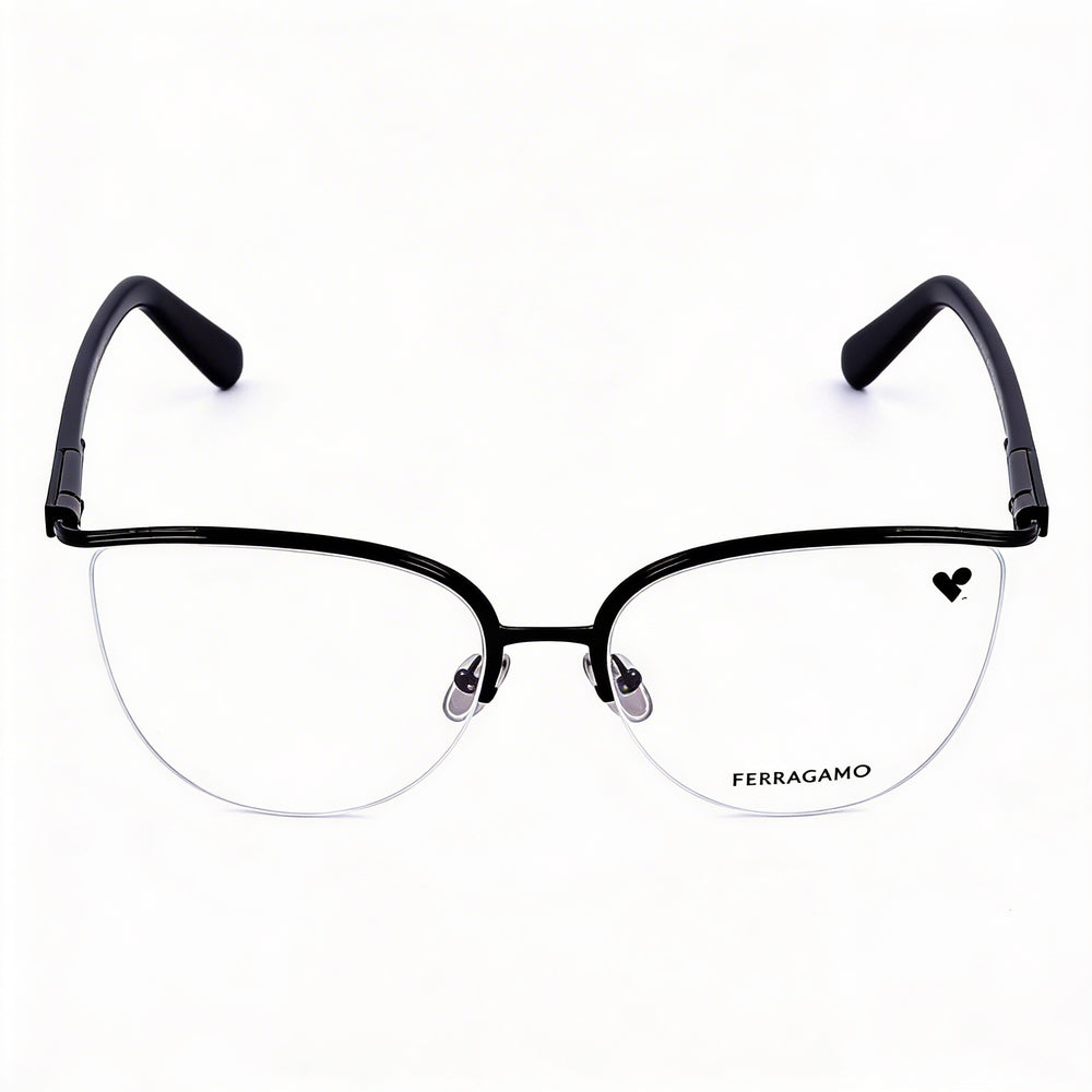 Monturas para gafas ópticas Salvatore Ferragamo SF2227 para hombre con marco de metal negro y ancho de lente de 56 mm