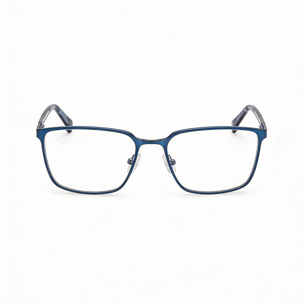 GUESS Gu50243 Gafas para Hombre con Montura de Metal Acabado Azul Mate y Brillante, y Lentes de Policarbonato 58mm