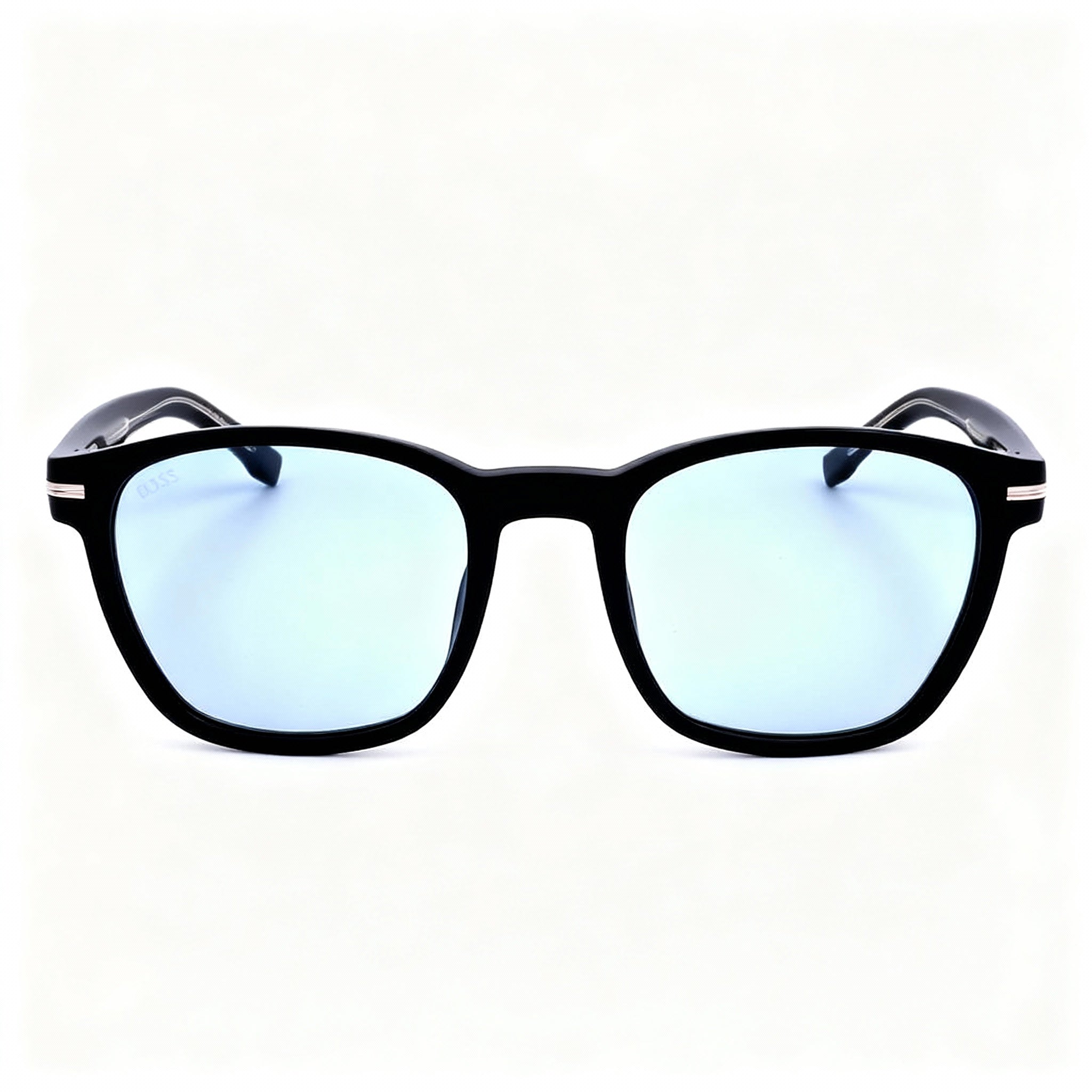 Hugo Boss Men's Classic Black Acetate Sunglasses, Azure Photocromic Highcontrast Blue Non-Polarized Lenses, 52-20-145mm