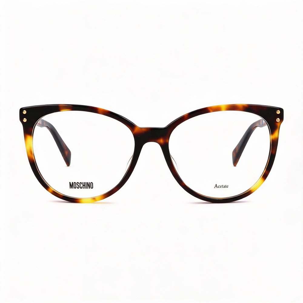 Moschino Women's 535 Optical Eyeglasses Frame in Premium Acetate, Dark Havana, 53mm