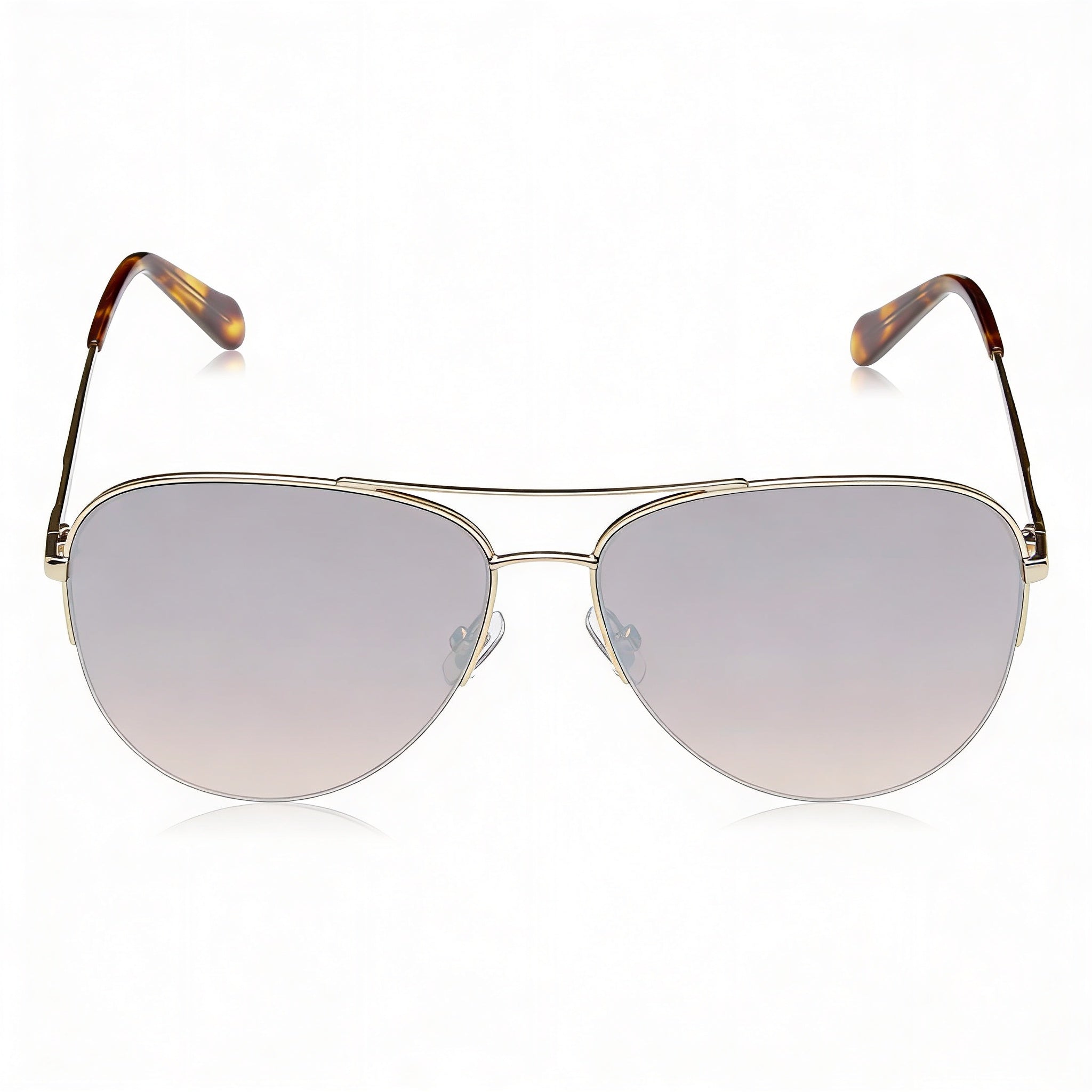 Fossil Classic Women's Pilot Light Gold Stainless Steel Gradient Light Gold Mirror UV Protection Sunglasses 58-14-140, Photo 2