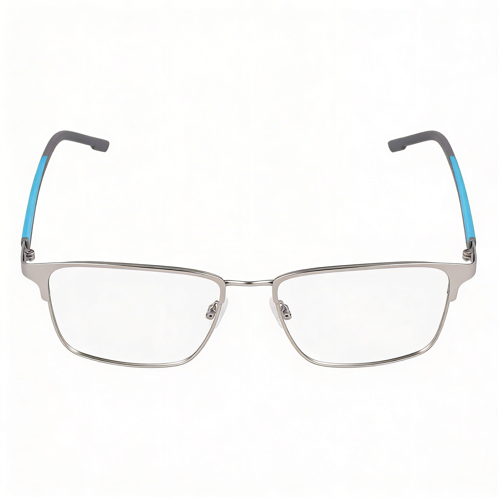 Flexon E1154 Men's Acetate Eyeglasses Satin Silver Cerulean 54mm, Photo 2