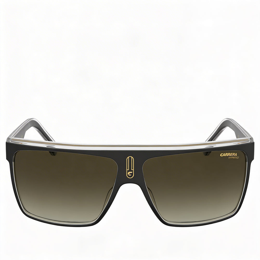 Gafas de sol Carrera 22/N para hombre, negras y doradas, de poliamida con lentes marrones degradadas y 100% protección UV de 63mm