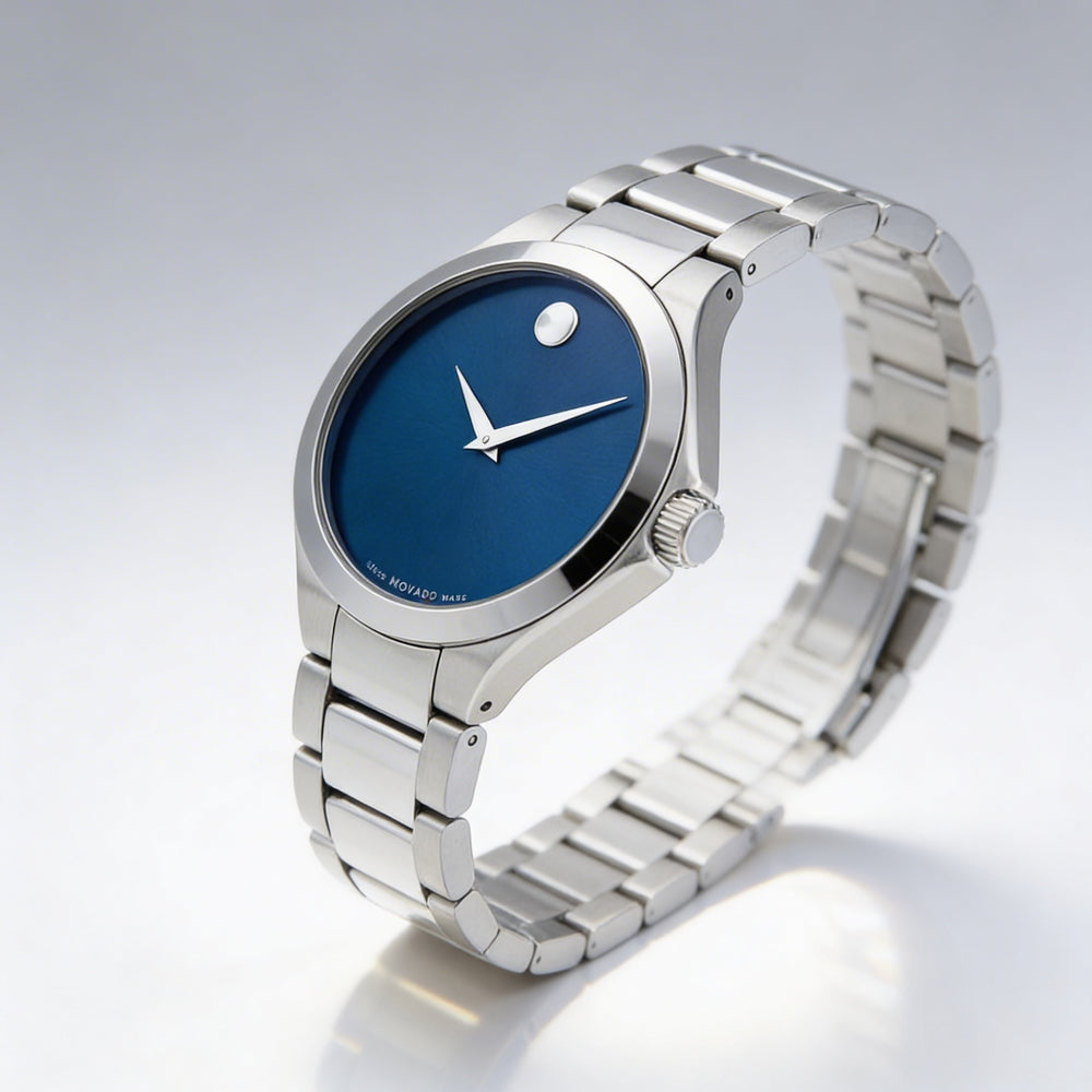 Reloj Movado Defio para hombre, de cuarzo, esfera azul, acero inoxidable y cristal de zafiro, 40 mm.