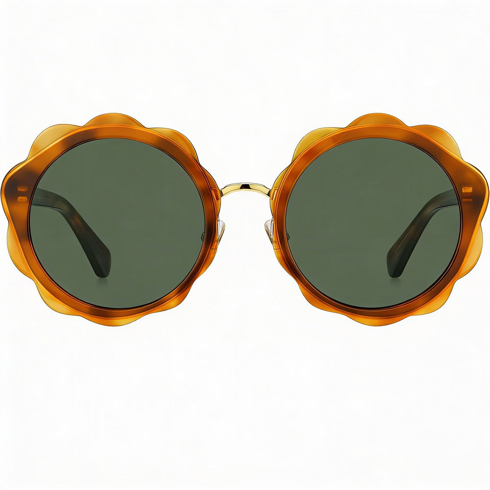 Gafas de sol redondas de plástico para mujer Kate Spade New York Karrie/S, armazón marrón verdoso, lente verde, 52 mm