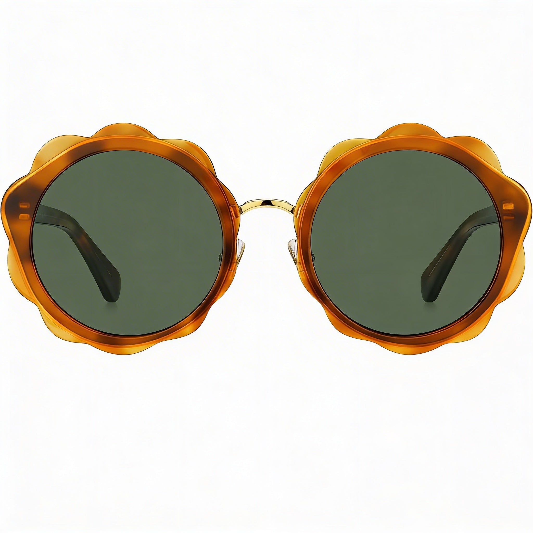 Gafas de sol redondas de plástico para mujer Kate Spade New York Karrie/S, armazón marrón verdoso, lente verde, 52 mm, Photo 2