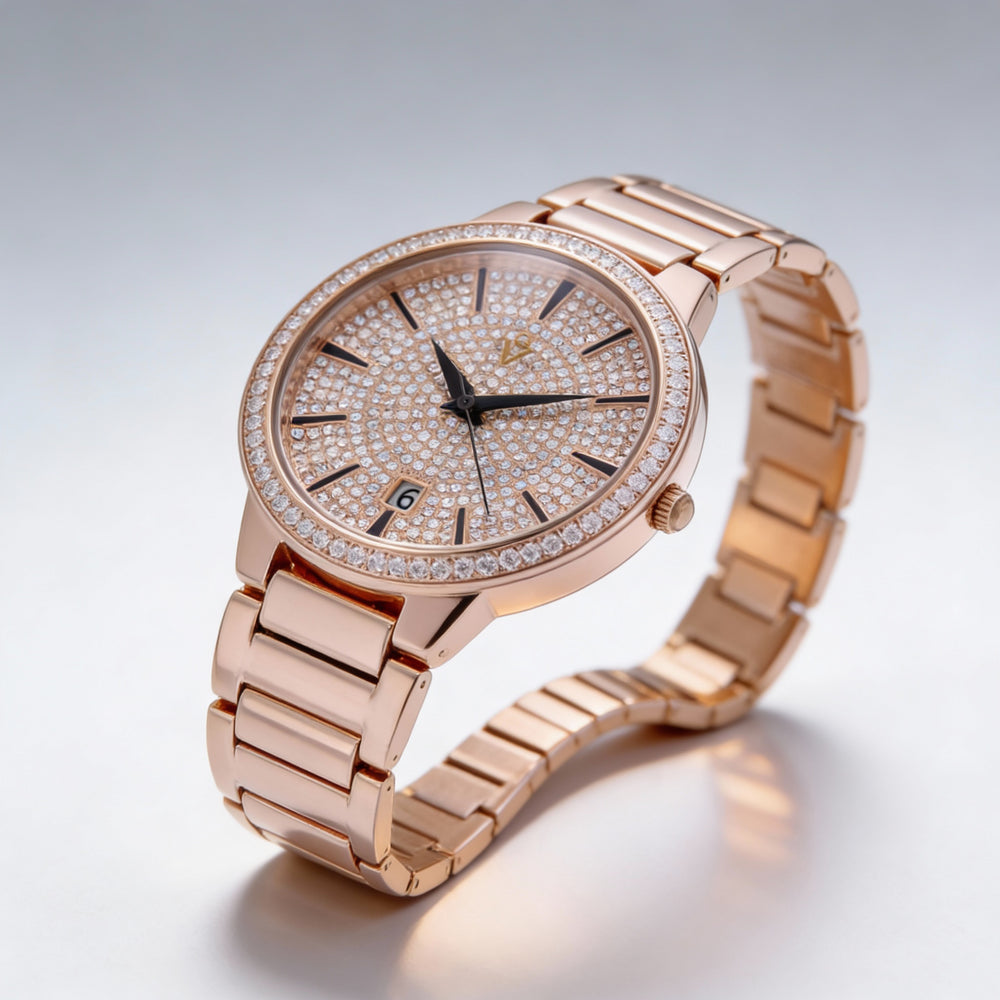 Reloj de cuarzo Christian Van Sant Alessia CV0294A para mujer, de acero inoxidable y oro rosa, con esfera de oro rosa.