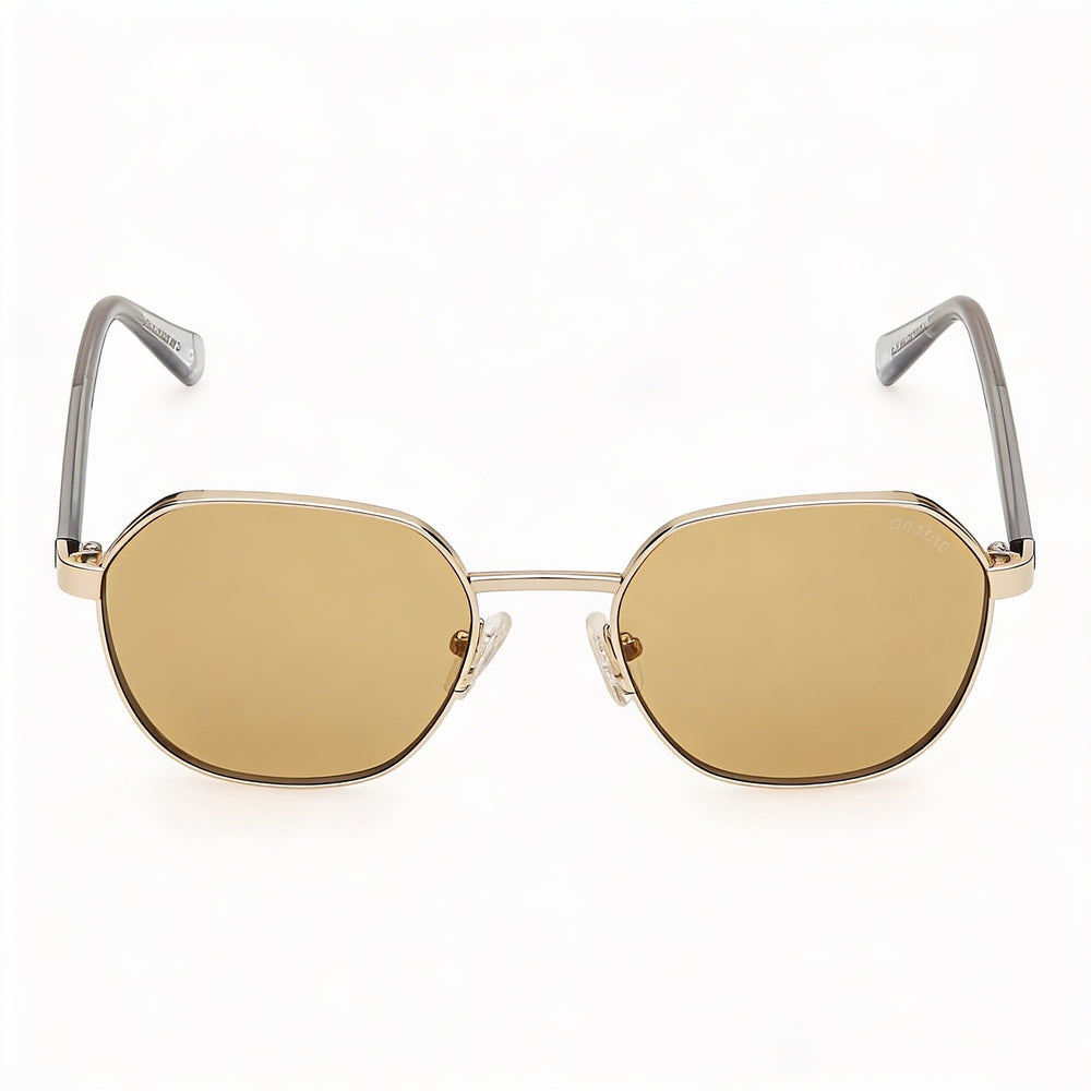 GUESS Modern Men's Pale Gold Metal Frame Sunglasses with Brown Lenses, UV Protection, Lens Width 51mm