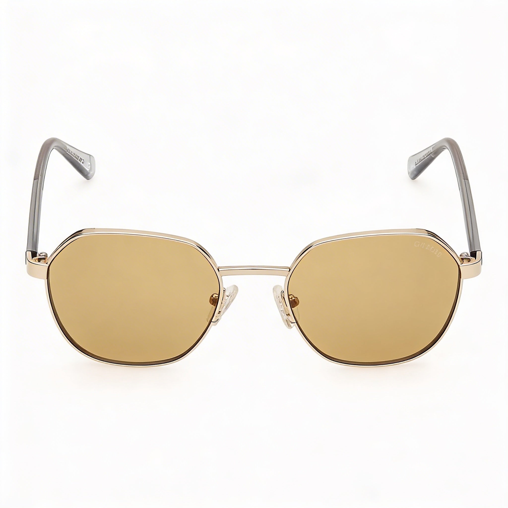 GUESS Modern Men's Pale Gold Metal Frame Sunglasses with Brown Lenses, UV Protection, Lens Width 51mm, Photo 2