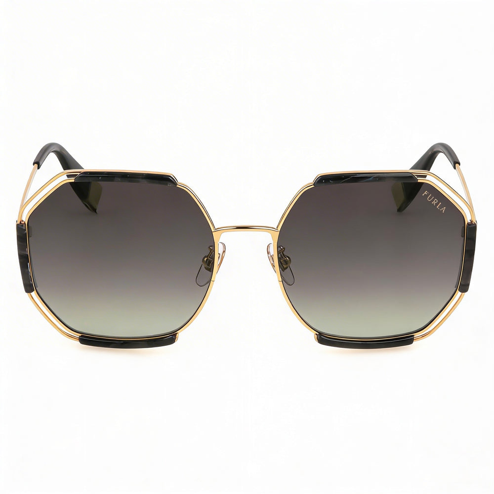 Furla Sfu785 Women's Stainless Steel Rose Gold Frame Smoke Gradient Lens UV 400 Sunglasses 61-18-140