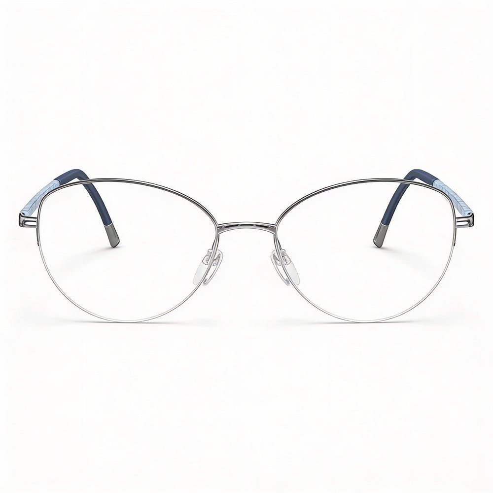 Silhouettes Illusion Nylor 4560 Men's Metal Eyeglasses, Silky Sky, Clear Lenses, 53-17-140