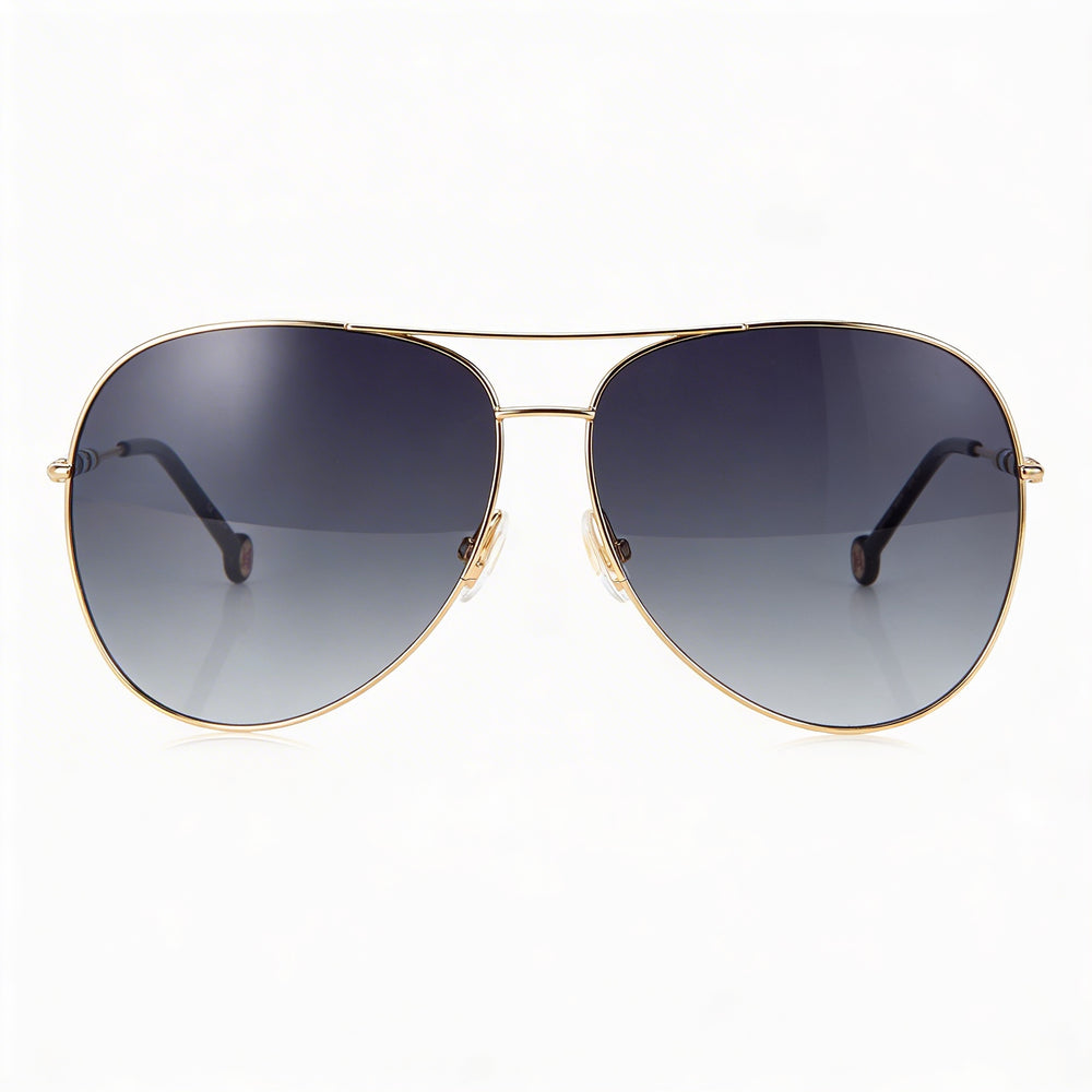 Carolina Herrera Ch 0034/S Women's Grey Shaded Stainless Steel Frame Gold Lenses 100% UV Protection Sunglasses 64mm