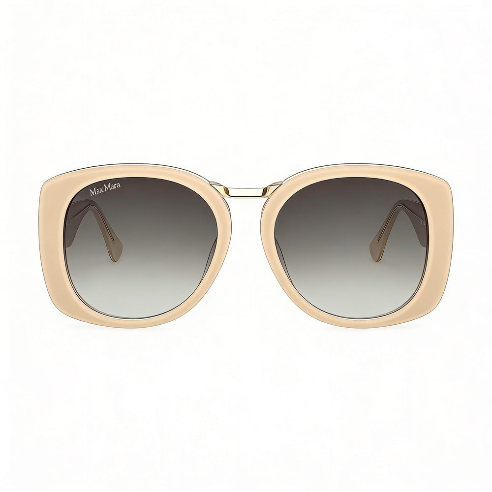 MaxMara Mm0092 Unisex Eyewear featuring an Acetate Frame in Ivory and Polycarbonate Lenses, Size 55-18-140mm