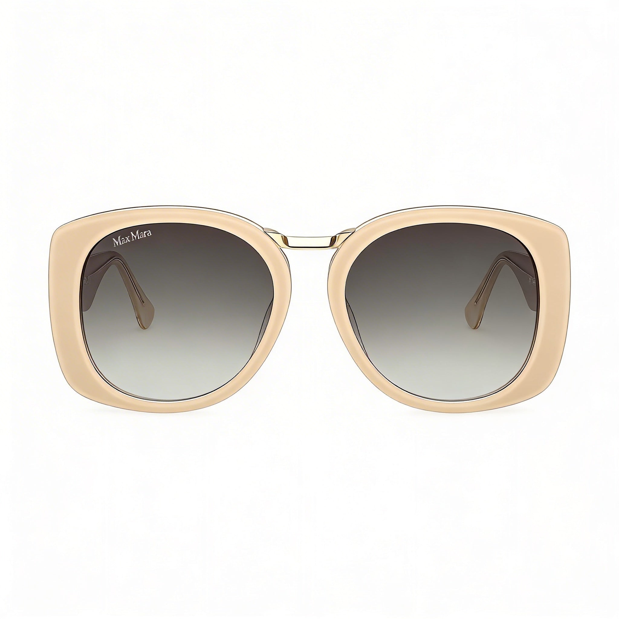 MaxMara Mm0092 Unisex Eyewear featuring an Acetate Frame in Ivory and Polycarbonate Lenses, Size 55-18-140mm, Photo 2