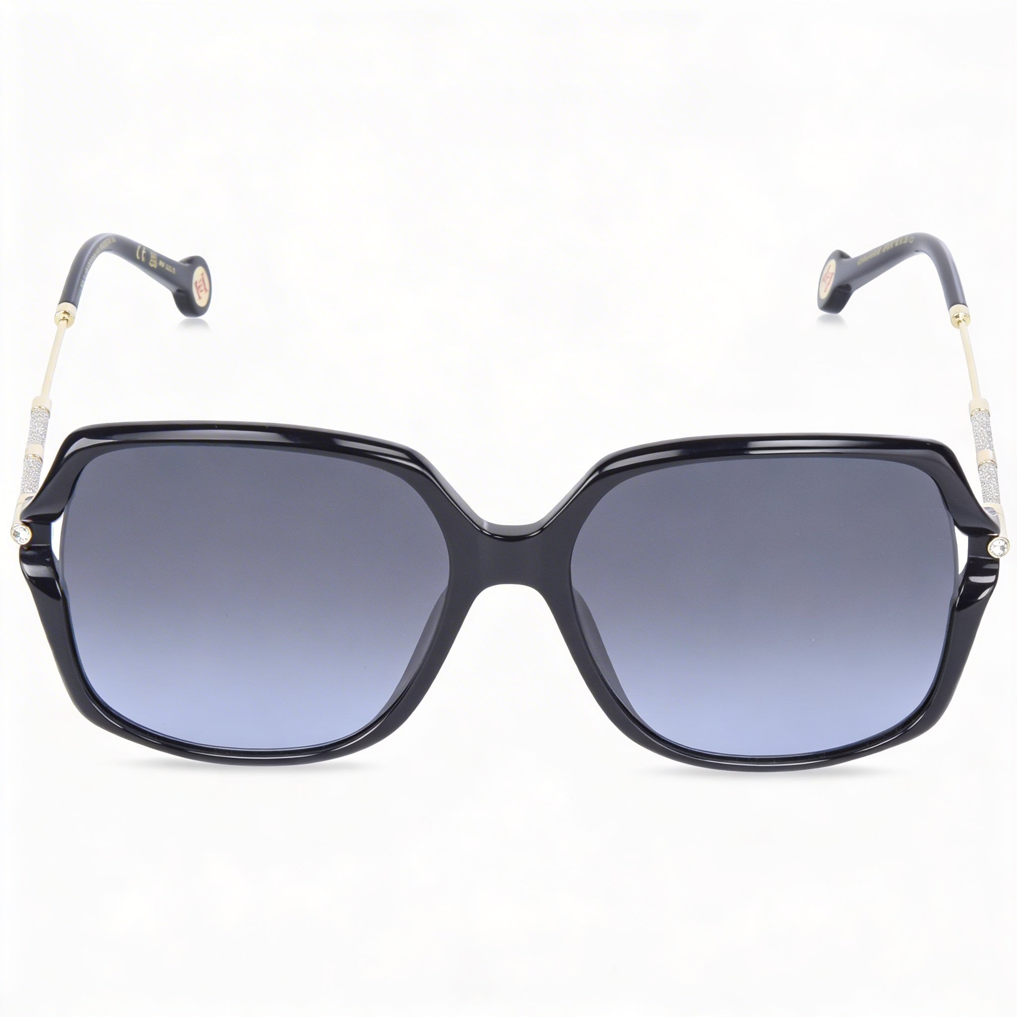 Carolina Herrera Casual Women's Black Plastic Frame Sunglasses with Dark Grey Shaded UV Protected Lenses 58mm, Photo 2
