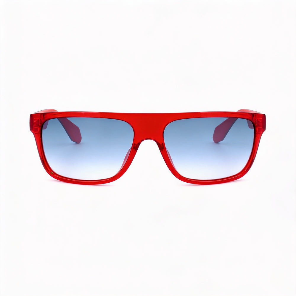 Gafas de sol adidas Originals para hombre con montura de plástico rojo brillante y lentes de espejo grises (ancho de lente: 59)