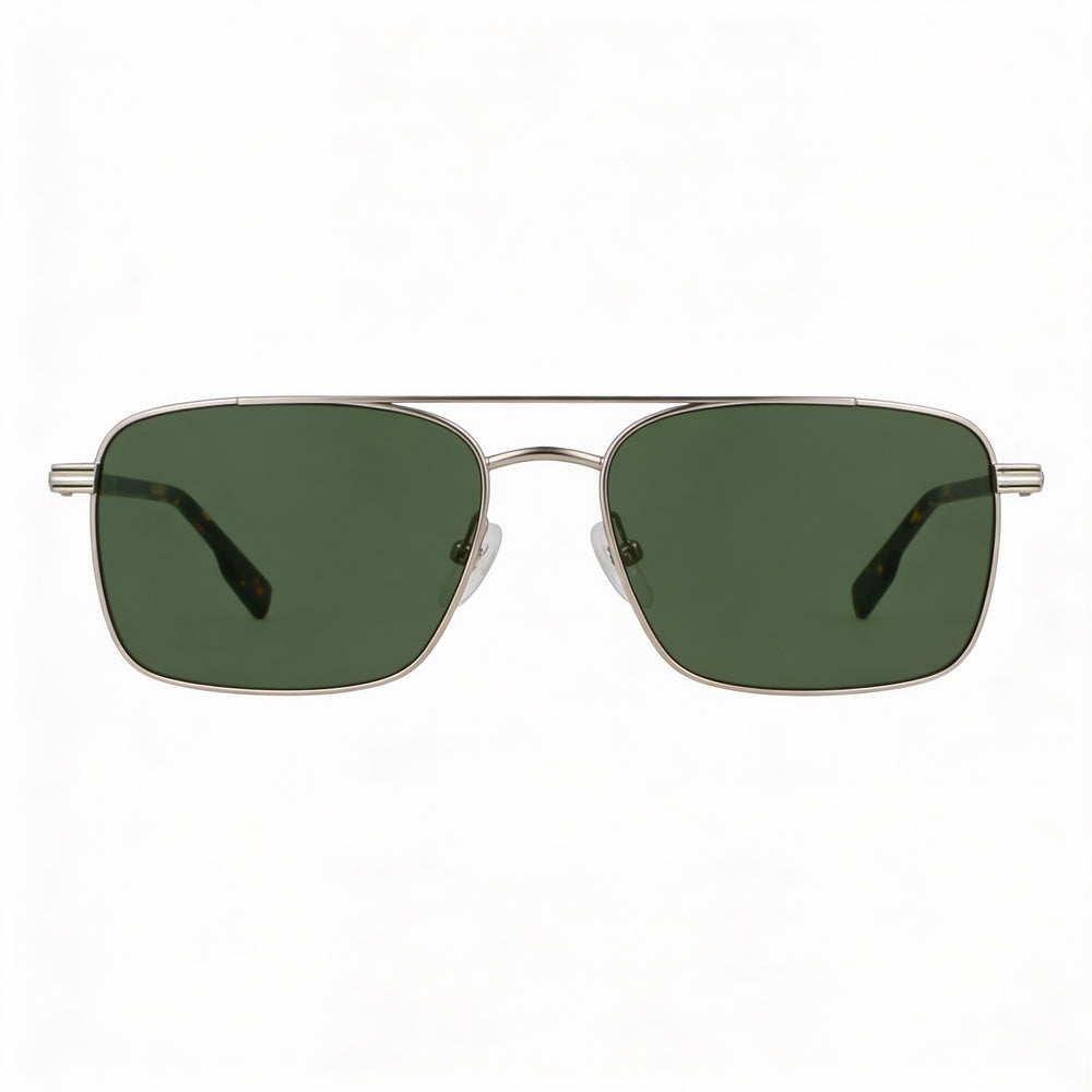 Lacoste L264s Men's Metal Frame Sunglasses Metallic Grey with Solid Green Lenses UV Protected 58mm