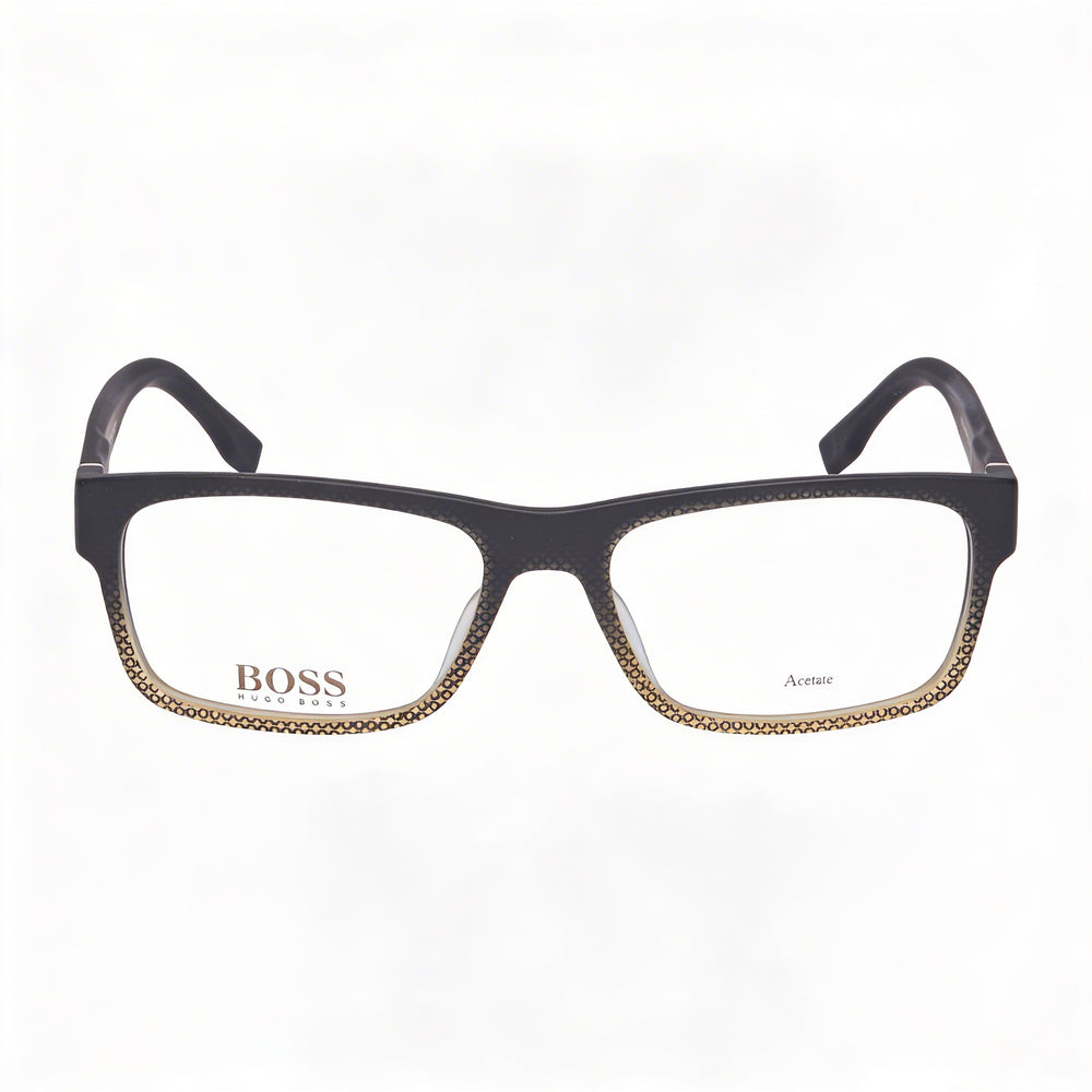 BOSS Modern Men's Shaded Grey Texture Transparent Grey Acetate Non-Polarized Eyeglasses 54mm