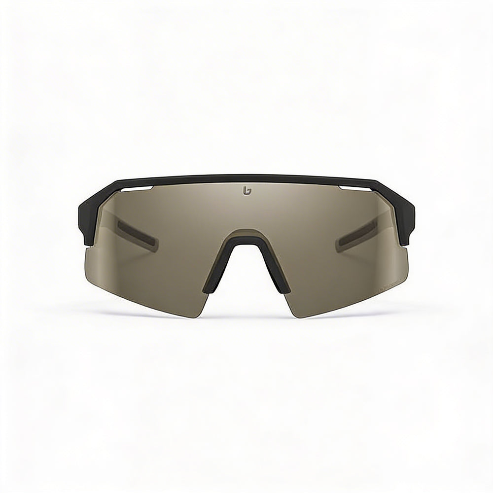 bollé Modern Unisex Nylon Frame Sunglasses Black Matte Gold with Polycarbonate Black Gold Lenses 140mm