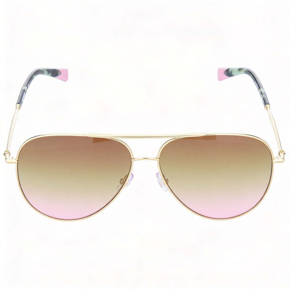 Gafas de sol Missoni de aviador para mujer, gradiente dorado, gris y rosa, acero inoxidable, protección 100% UV, 60 mm