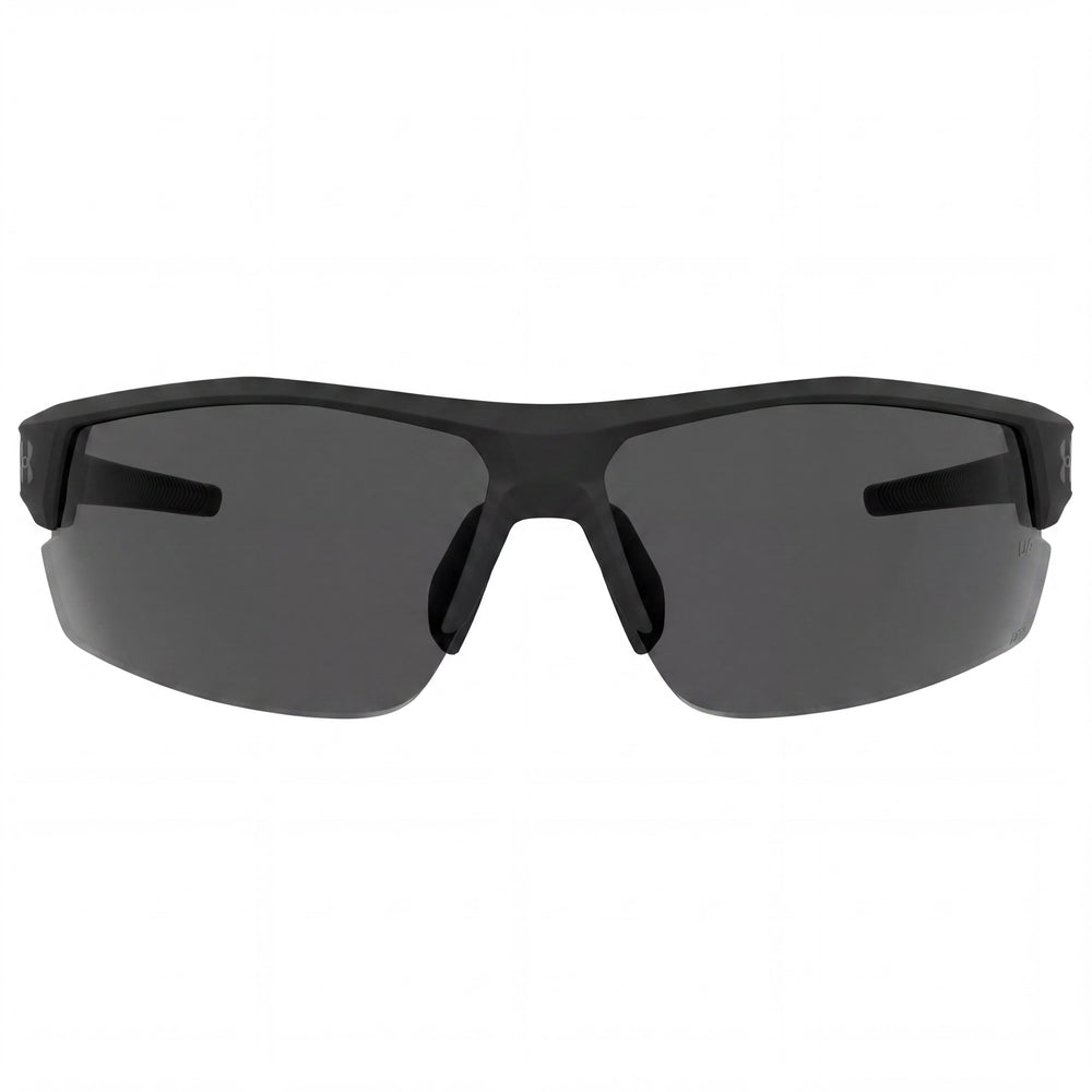 Gafas de sol deportivas Under Armour para hombre, negras mate, oleofóbicas, grises sin polarizar, poliamida 80 mm, protección UV