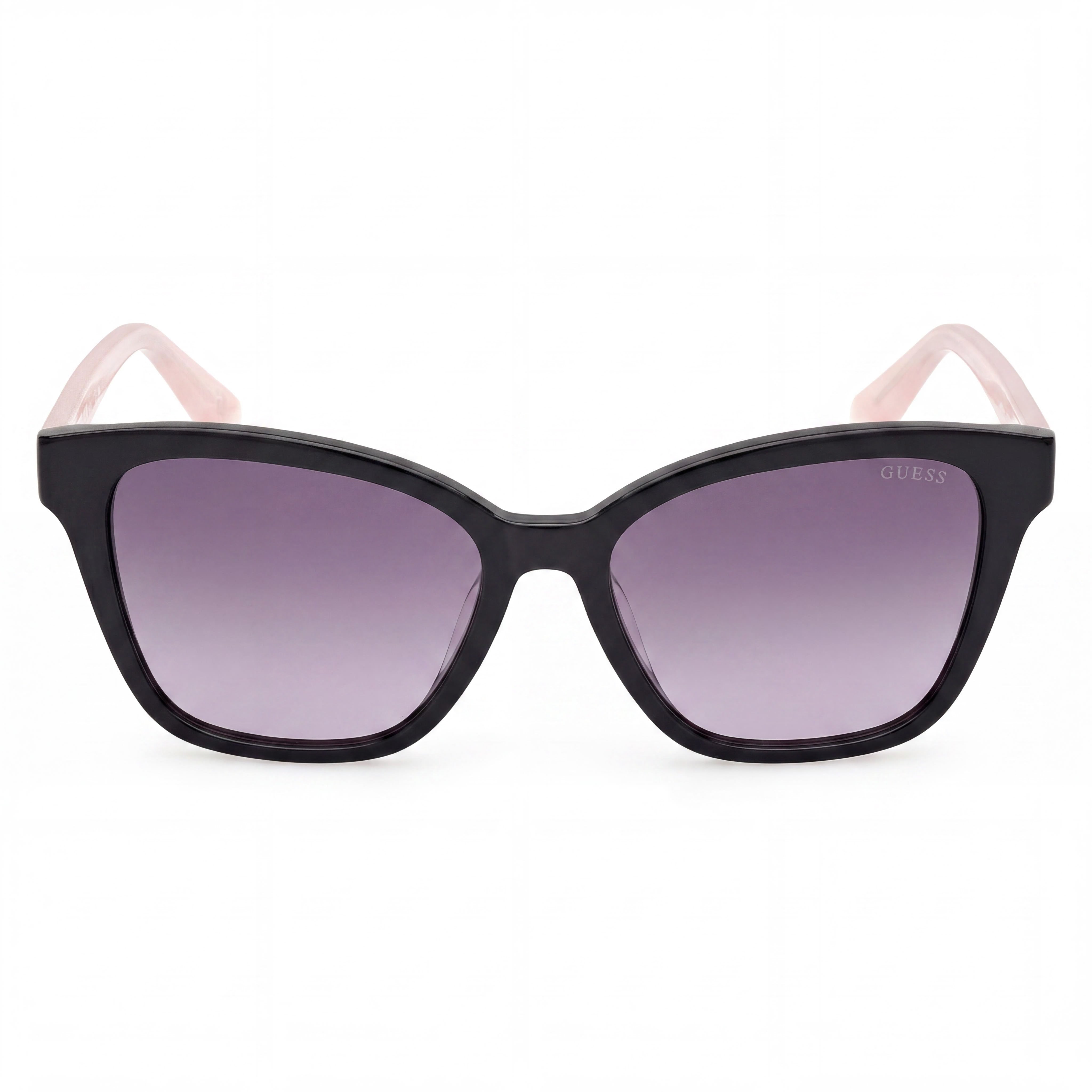 GUESS Pink Ribbon Square Plastic Sunglasses, Women's Black Acetate Frame, UV Protected Smoke Gradient Lenses 56mm, Photo 2