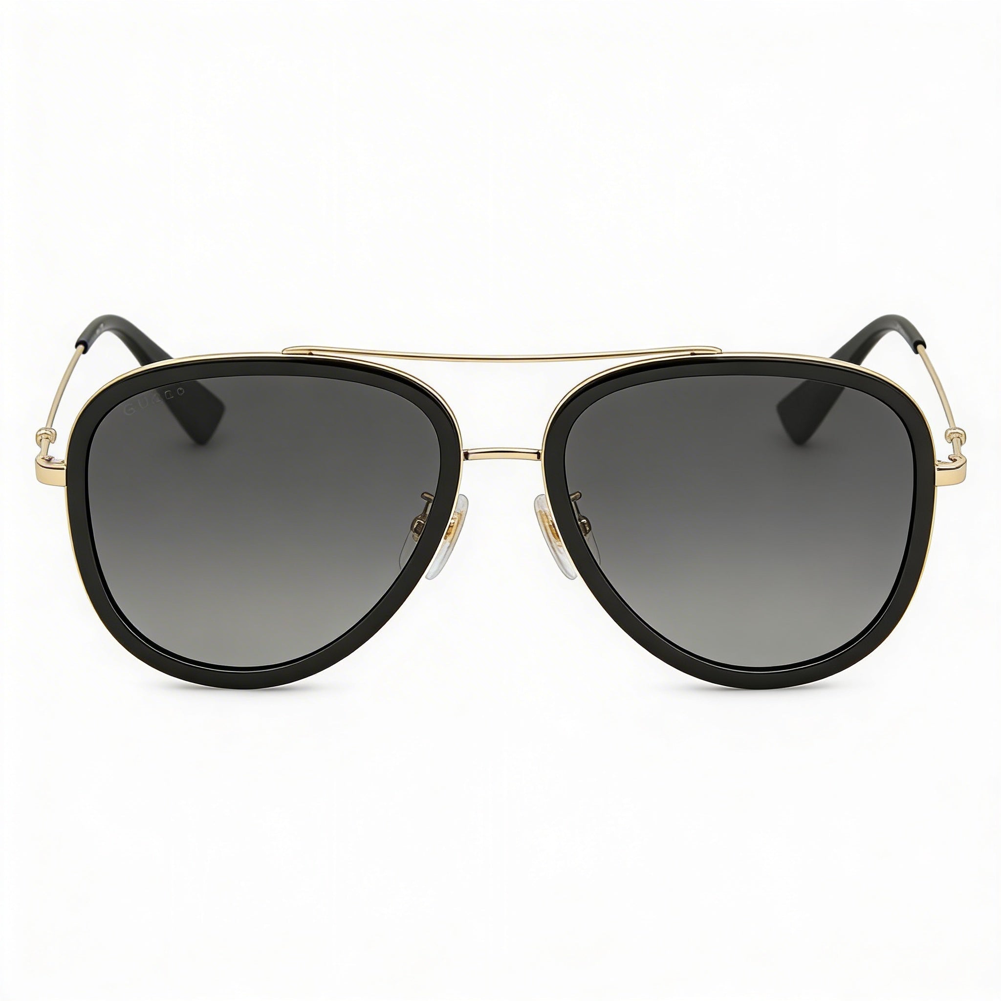 Gucci Gg0062s-011 Unisex Gold Black Metal Frame Aviator Polarized Grey Gradient Lenses 100% UV Protection Sunglasses 57mm, Photo 1