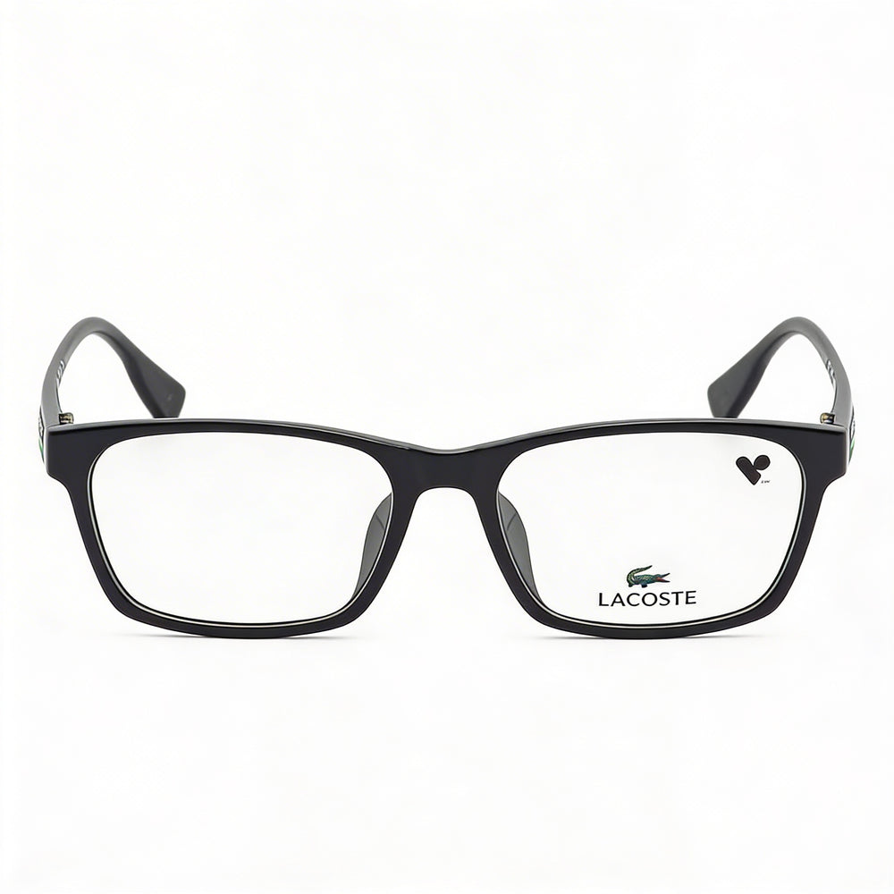 Gafas de sol de estilo moderno Lacoste para hombre con montura inyectada en negro y lentes negras no polarizadas, ancho de lente de 54 mm