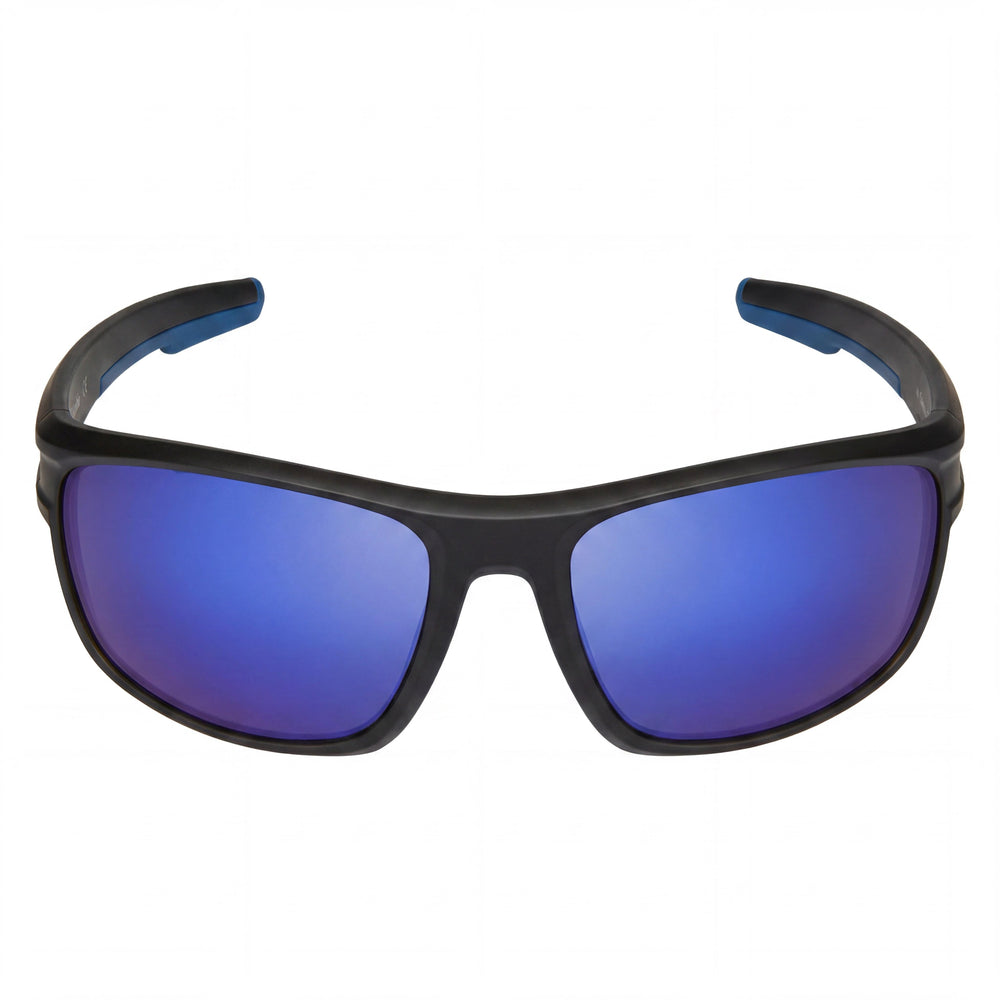 Columbia C533sp Mountainshyre Men's Rectangle Sunglasses, Matte Black Plastic Frame, Blue Mirror Lenses, 100% UV, 63mm