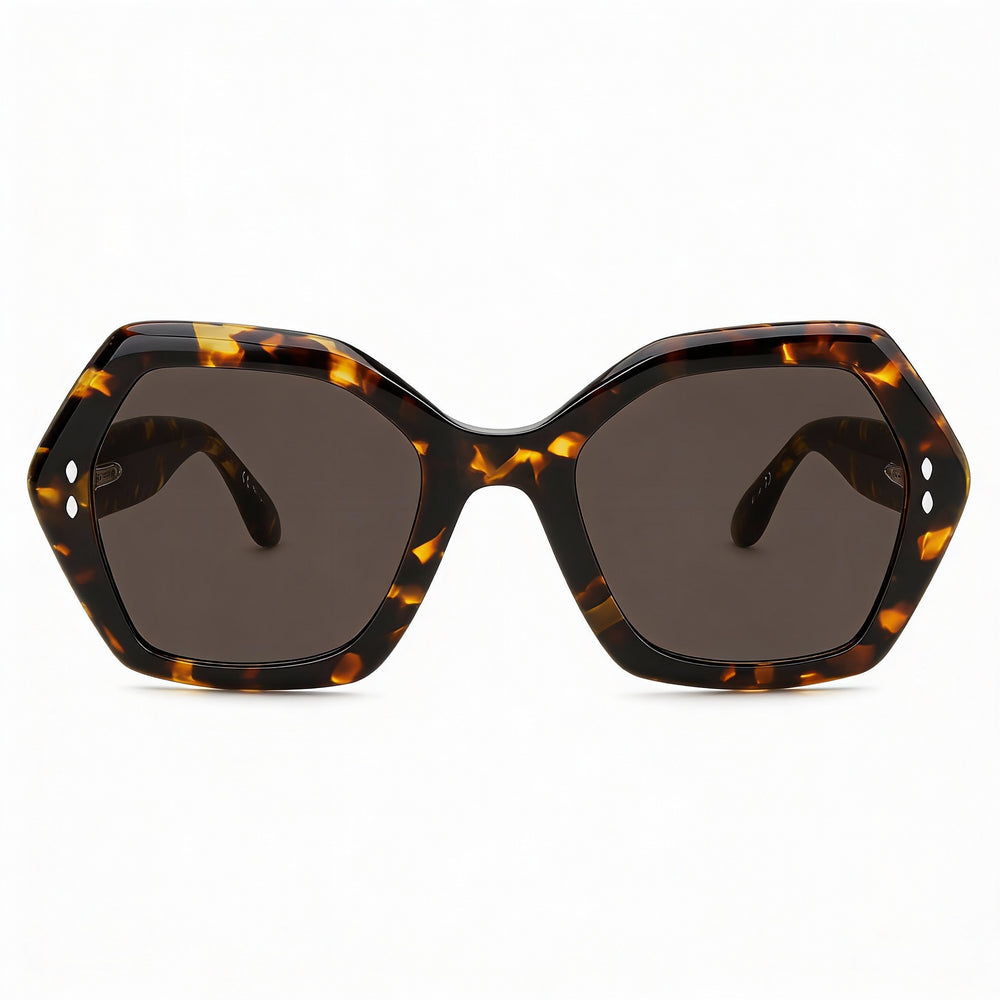 Isabel Marant Im 0107/g/s Women's Acetate Havana Octagonal UV Protected Non-Polarized Sunglasses 53mm