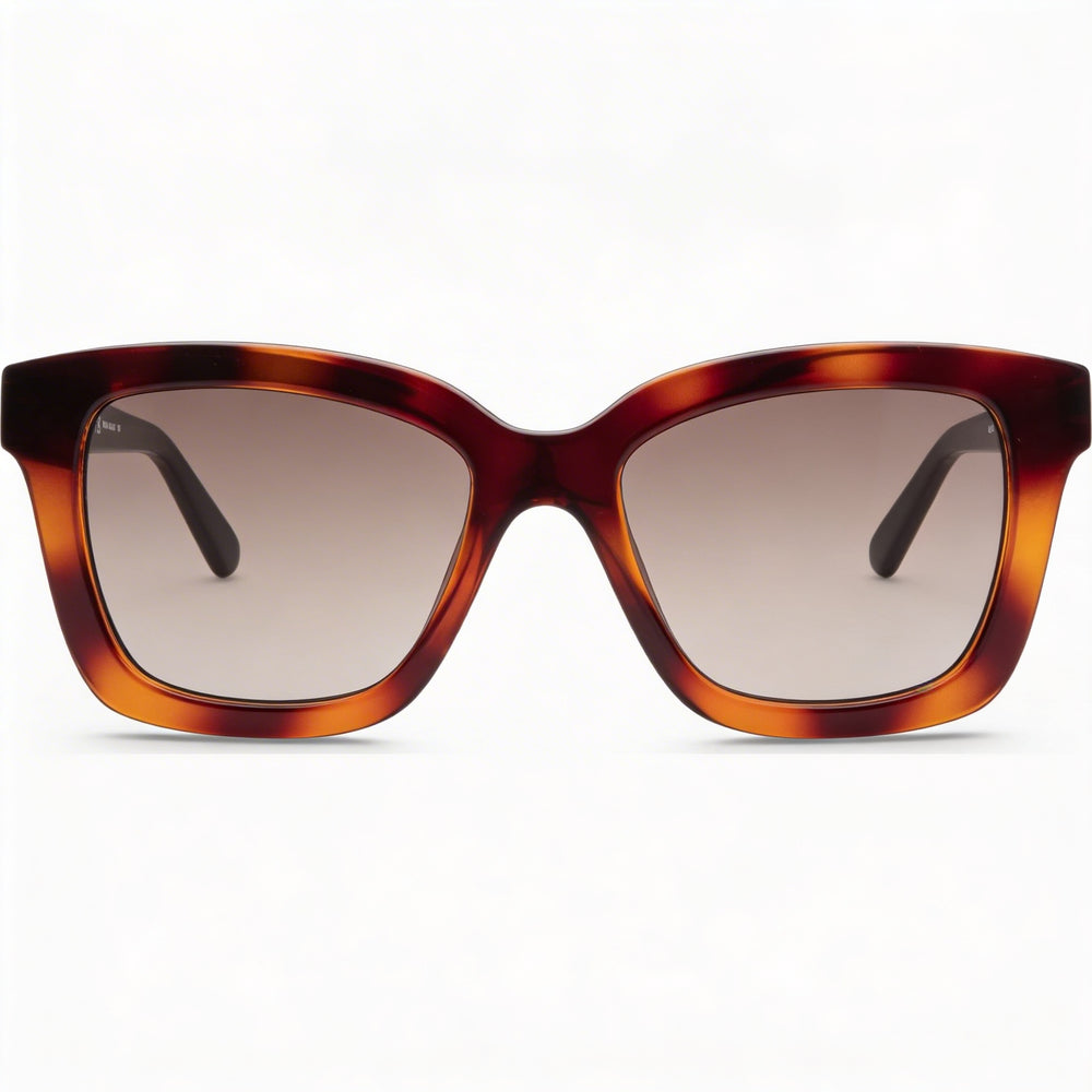 Gafas de sol Ferragamo Classic unisex, de plástico carey, con lentes marrones degradadas no polarizadas y protección UV de 53 mm