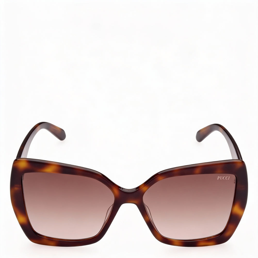 Gafas de sol Emilio Pucci, clásicas, unisex, estilo casual, estilo habana brillante, de plástico, color marrón degradado, con protección UV, 58 mm