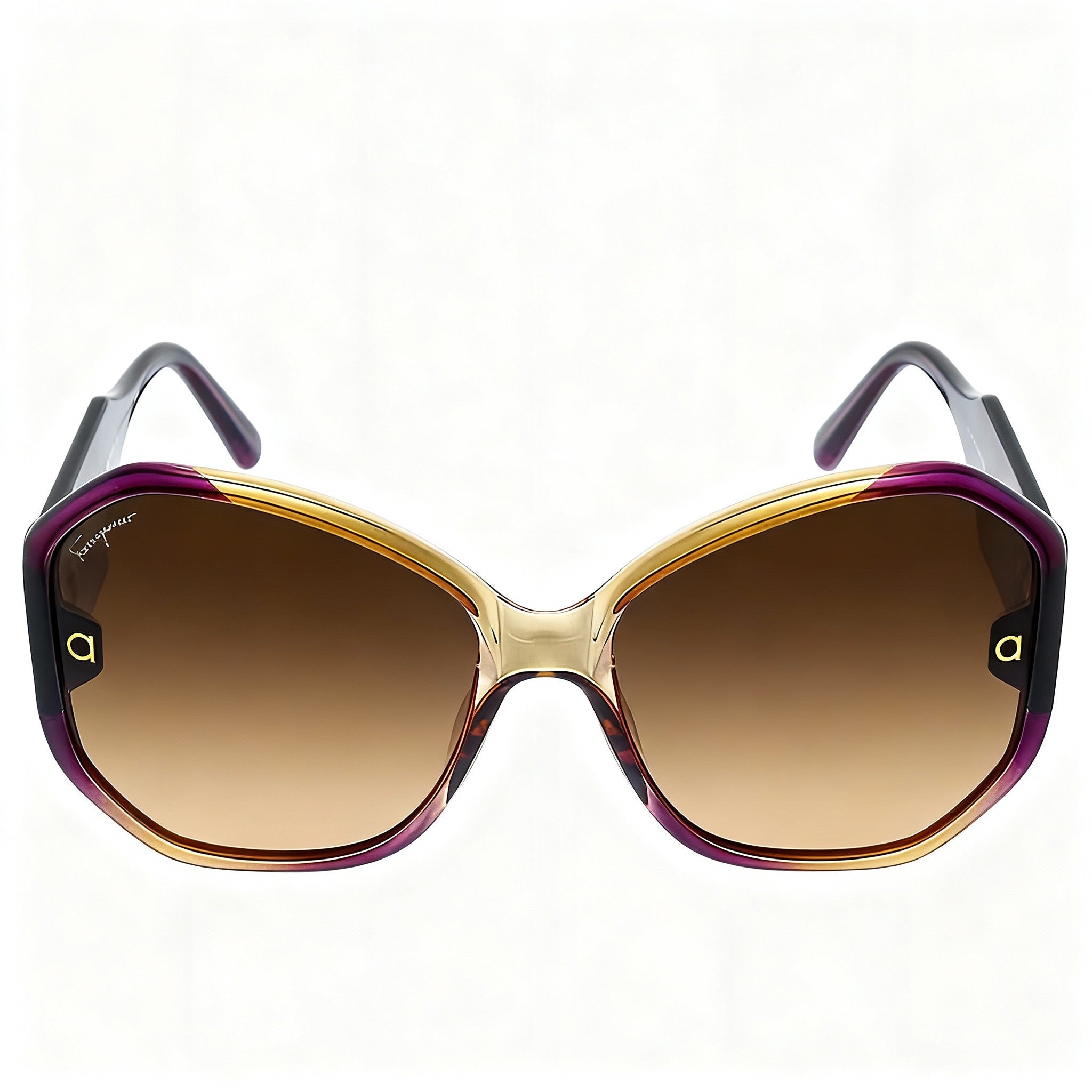 Salvatore Ferragamo Contemporary Women's Titanium Wine Caramel Grey Gradient Sunglasses 61-17-145