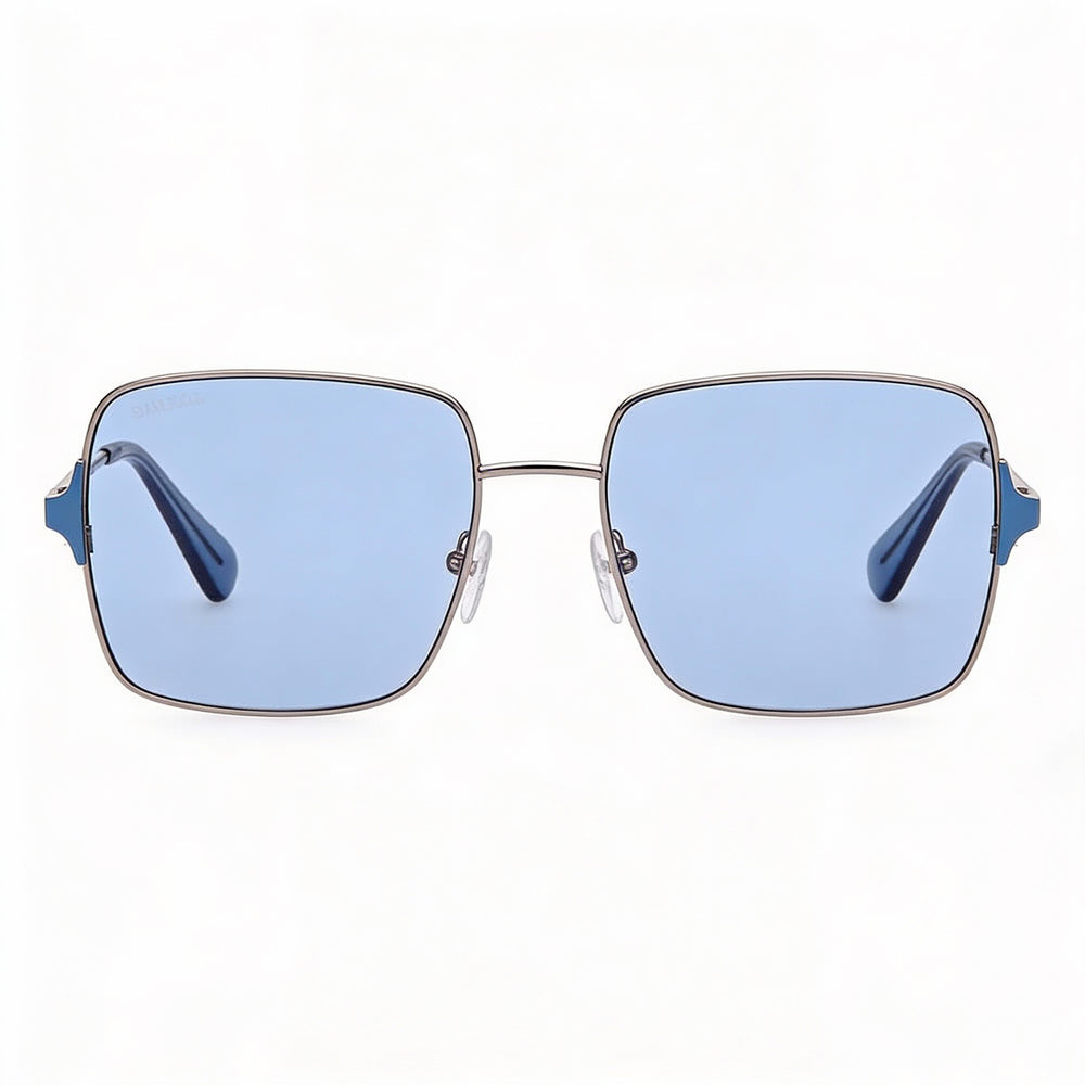 Gafas de sol casuales Max & Co. para mujer, con protección UV y lentes de metal gris rutenio brillante, 56-17-140