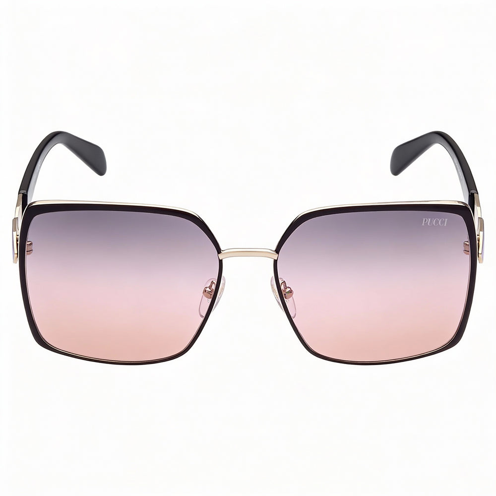 Gafas de sol Emilio Pucci Ep0169 para mujer, de acetato negro degradado ahumado, con protección UV, no polarizadas, 60 mm