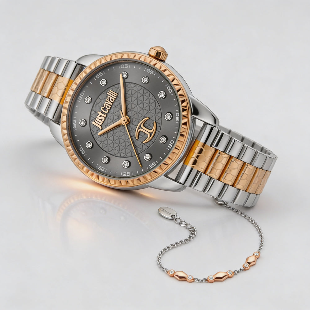 Just Cavalli JC1L176M0095 Women's Shock Resistant Multifunction Quartz Analog Watch, 20mm Case