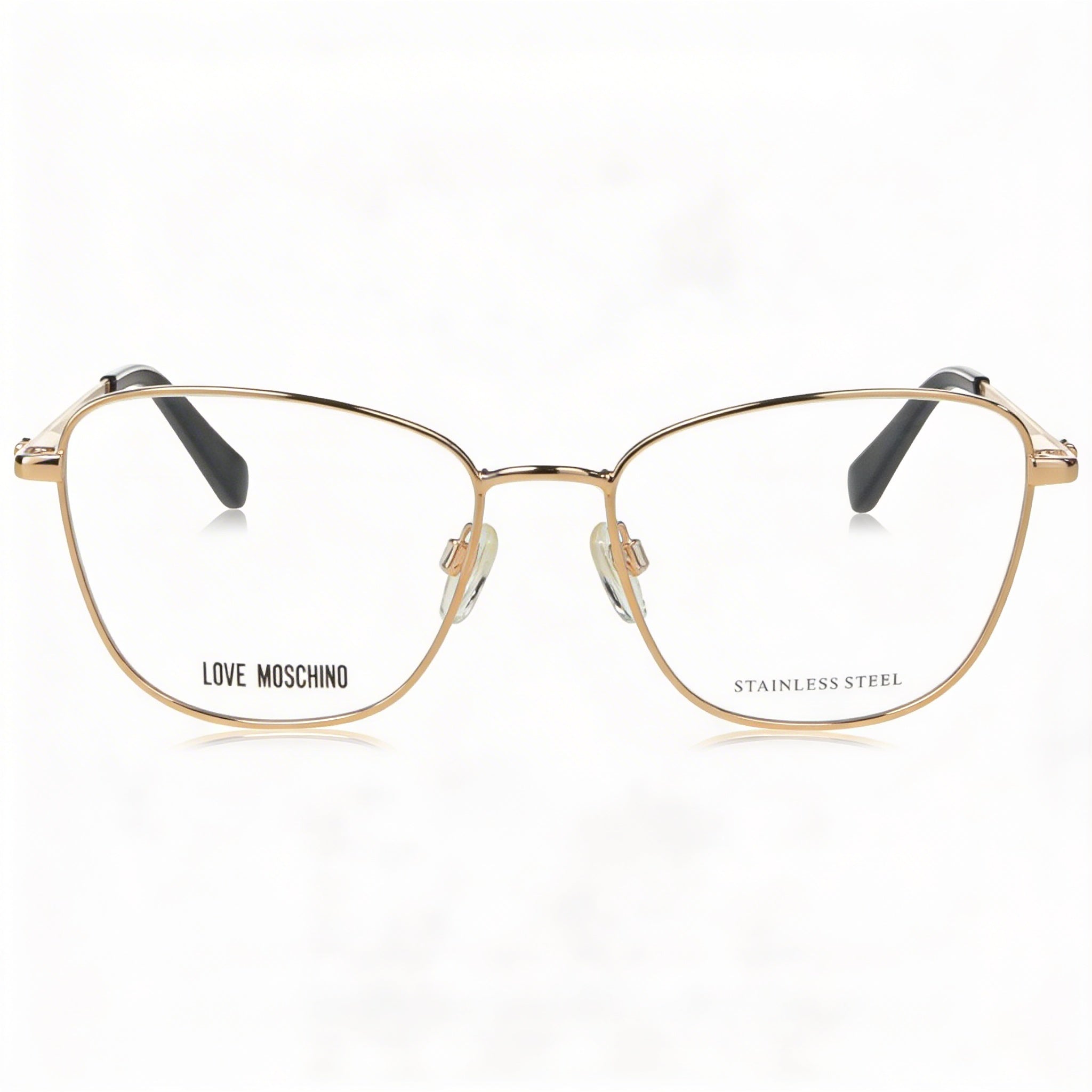 Gafas de moda Love Moschino para mujer con montura cuadrada de metal dorado y cobre y patillas con diseño de corazón 3D de 52 mm, Photo 2