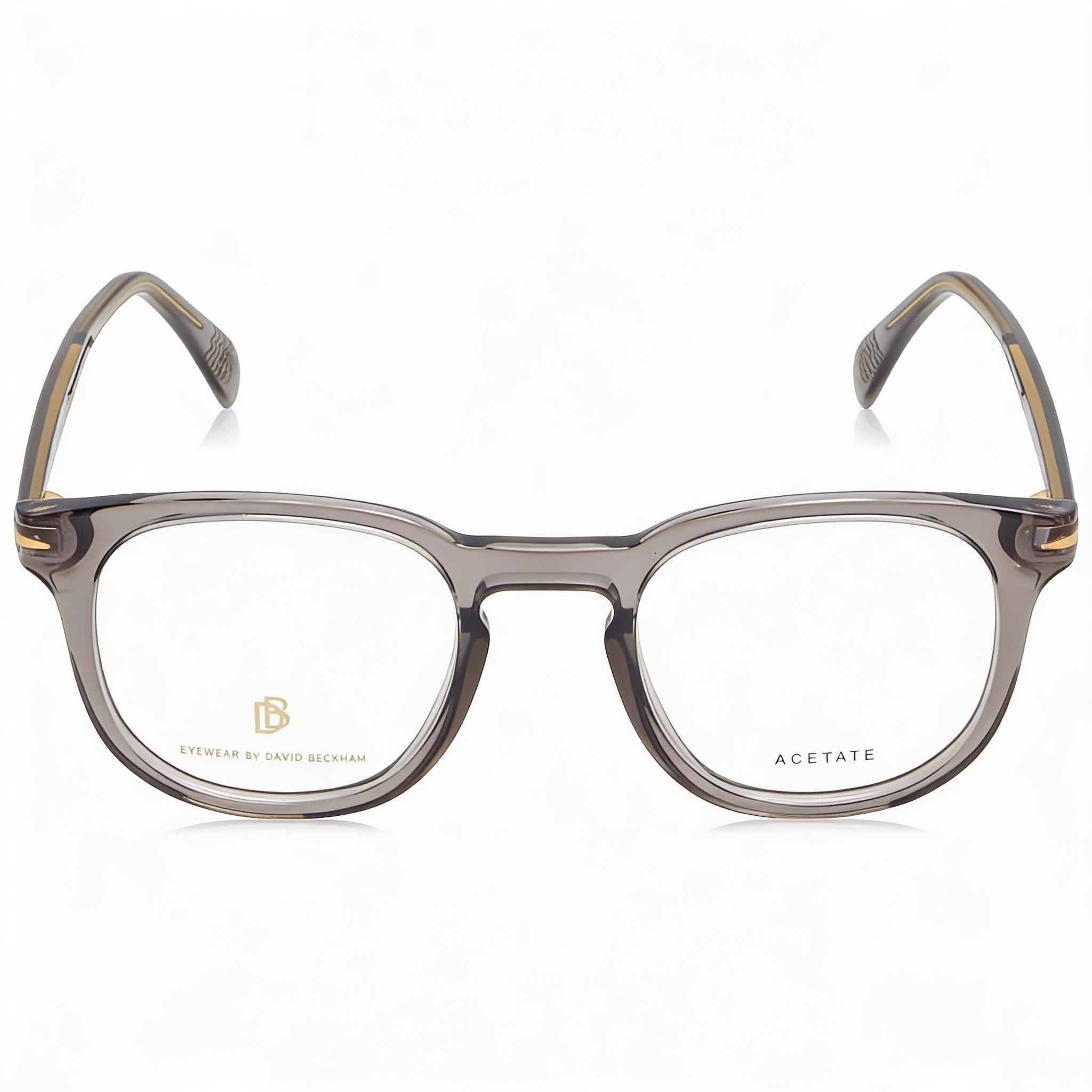 David Beckham Db 1072 Men's Plastic Optical Frames in Grey, featuring a 50mm lens width, 22mm bridge width, and 145mm temple length., Photo 2