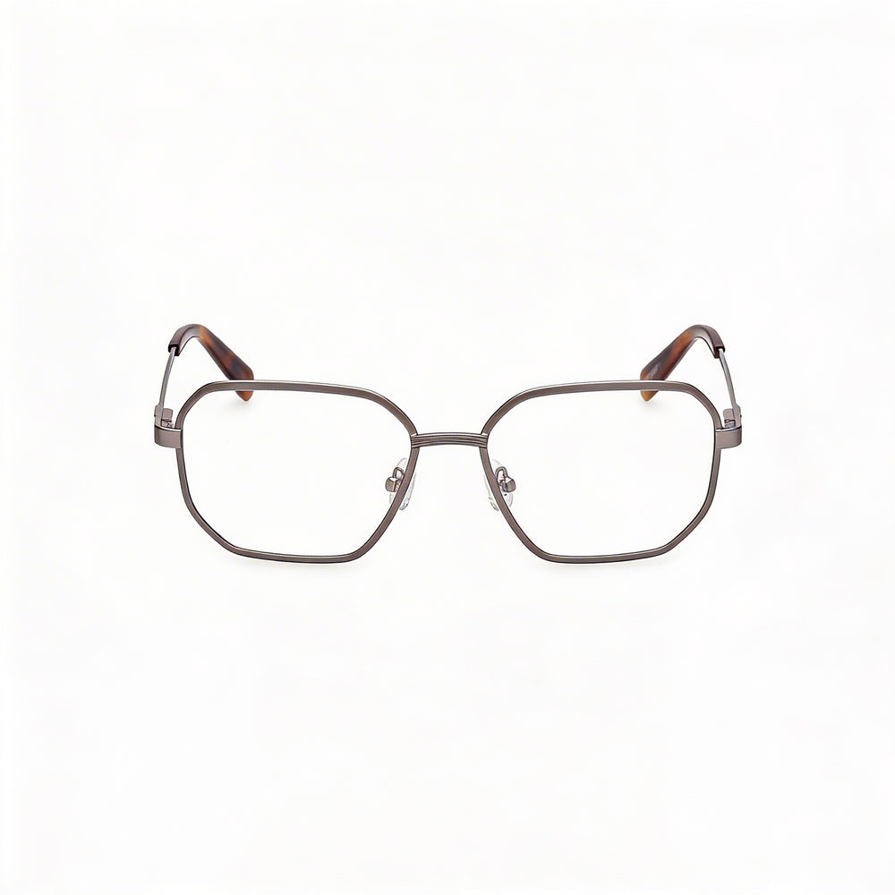 GUESS Gu50240 Men's Metal Frame Eyeglasses with Transparent Lenses, Shiny Satin Gunmetal 56-17-145