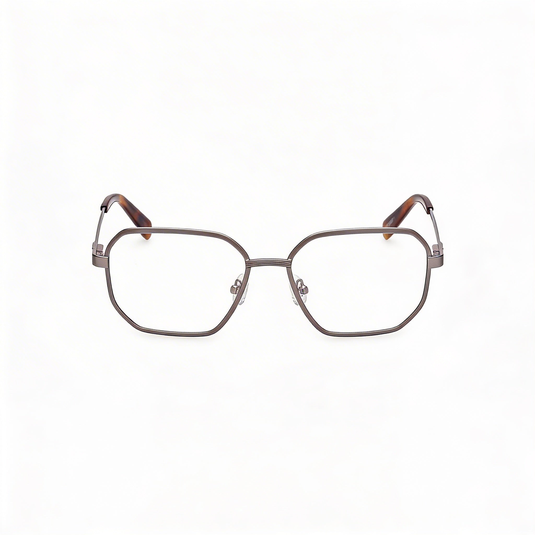 GUESS Gu50240 Men's Metal Frame Eyeglasses with Transparent Lenses, Shiny Satin Gunmetal 56-17-145, Photo 2