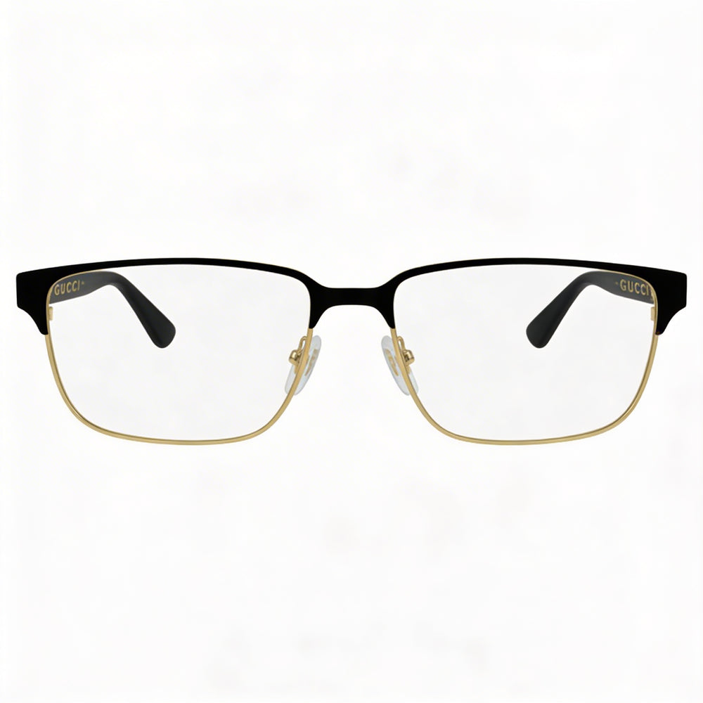 Gucci GG0383O-004 Men's Rectangle Full Rim Plastic and Metal Eyeglasses Black, Gold, Green, Red 58mm