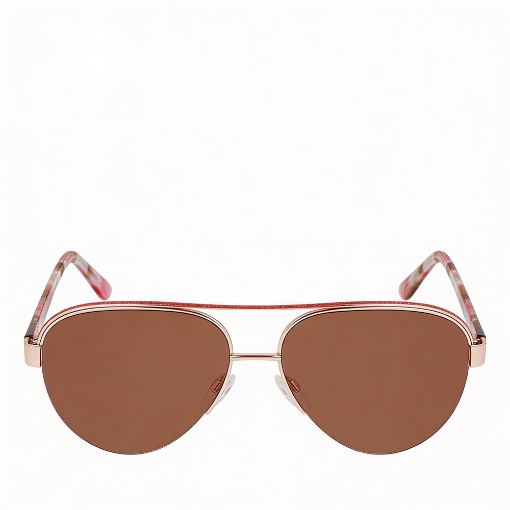 Gafas de sol clásicas bebe para mujer, montura de plástico en oro rosa, lentes no polarizadas en oro rosa con protección UV