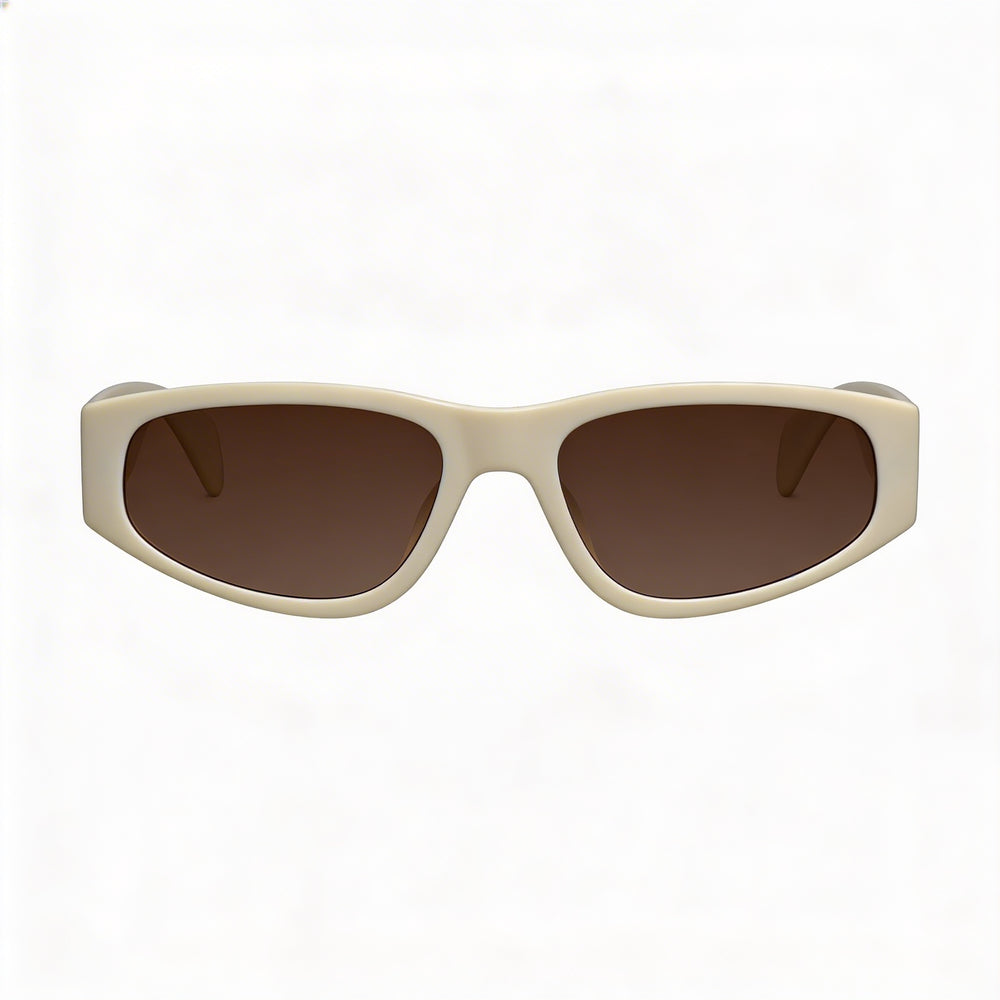 Gafas de sol de ojo de gato para mujer Rag & Bone RNB1047/G/S, armazón de acetato crema y dorado, lentes marrones no polarizadas, protección UV del 100 %, 55 mm